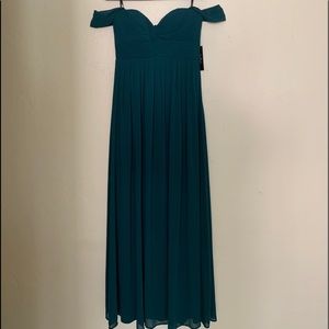Off the Shoulder Chiffon Maxi Dress